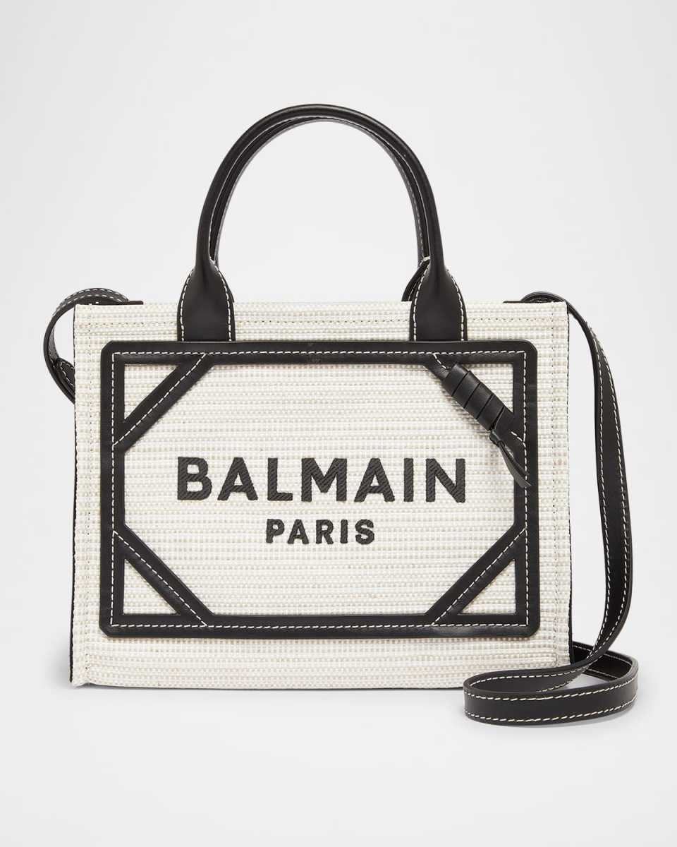 B-Army Medium Shopper Tote Bag in Raffia and Leather